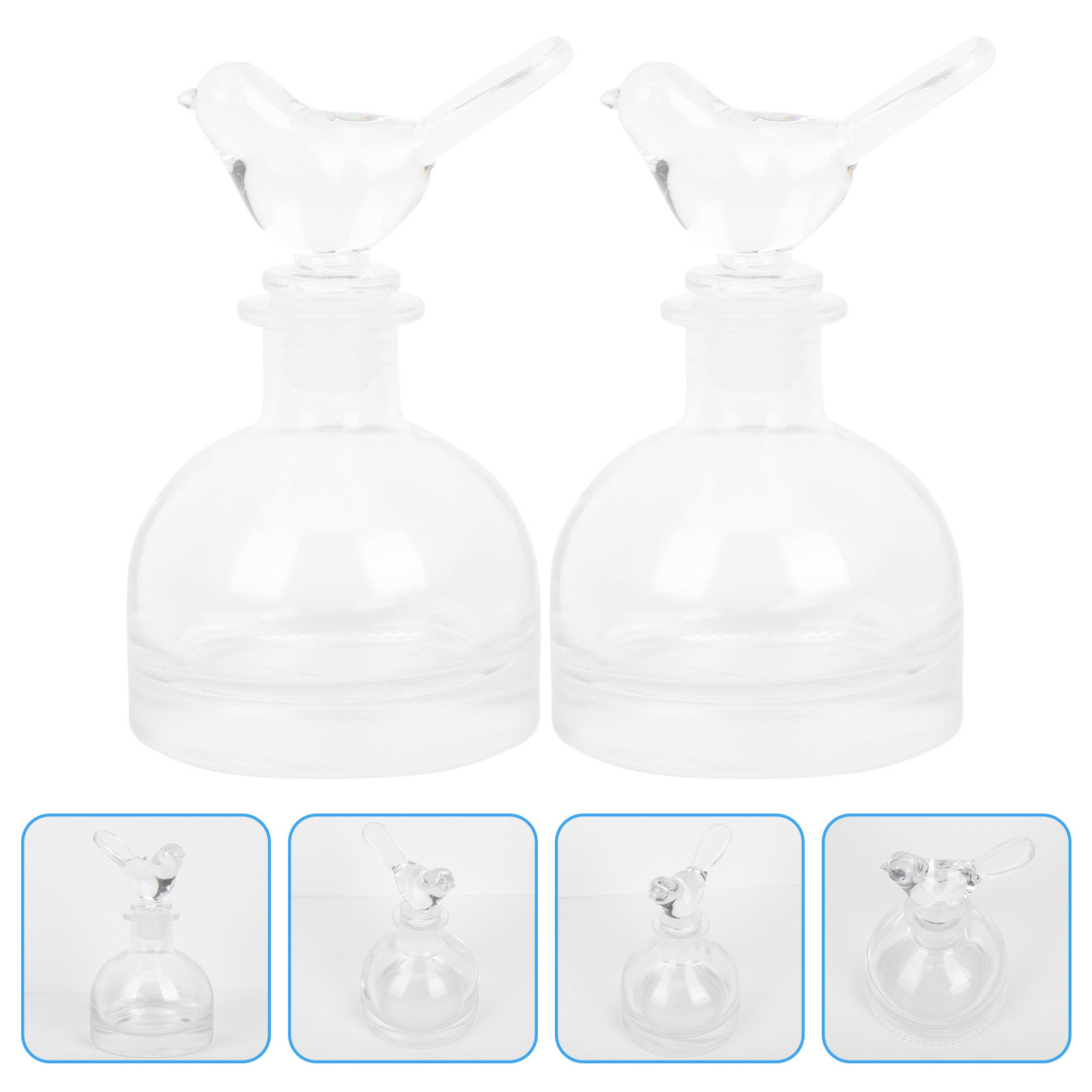 Home Fragrance Bottle - 2 個のガラス香水瓶プレミアムクリア頑丈な家庭用車装飾フレグランス収納アロマセラピーボトル