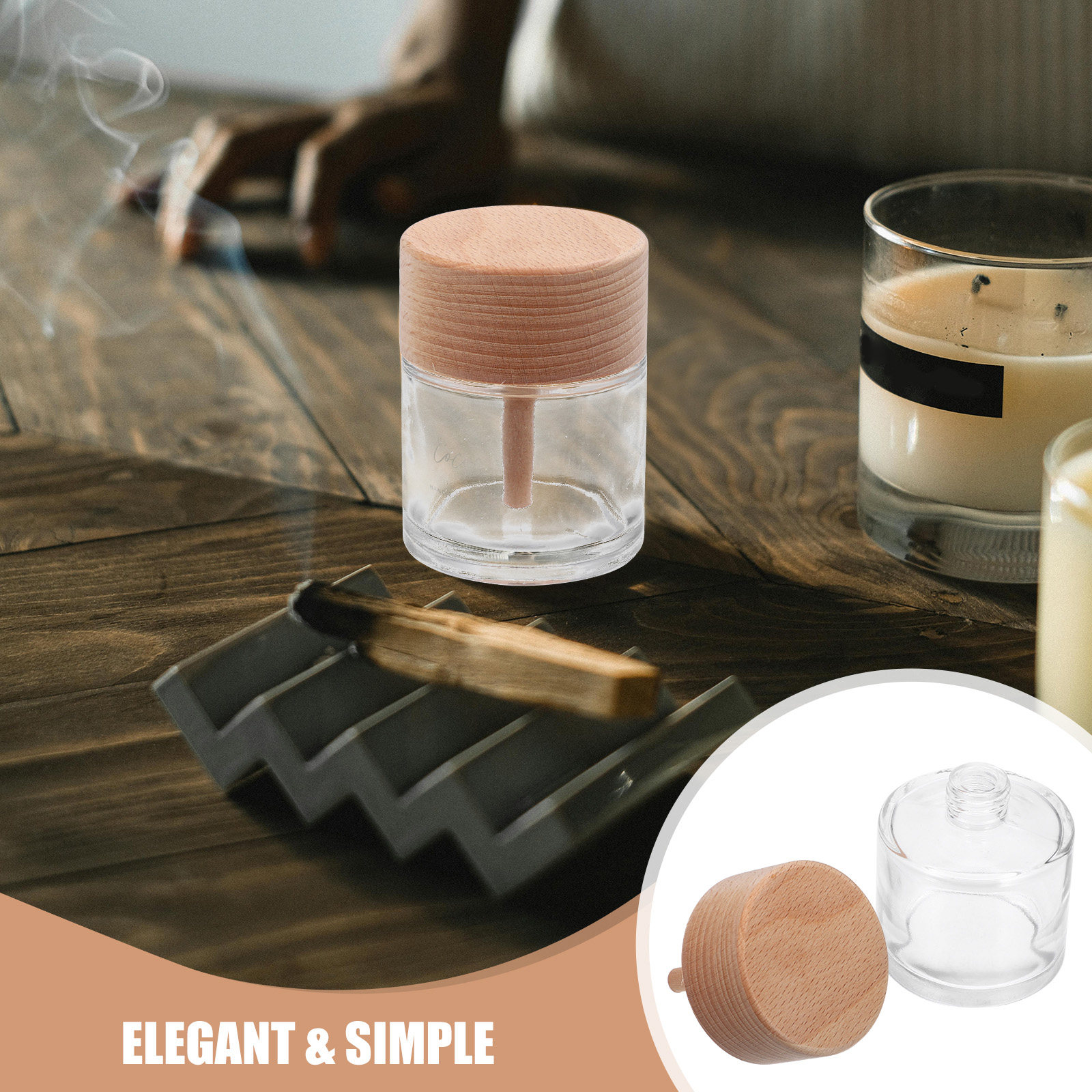 Home Fragrance Units - 60 ミリリットル木製キャップアロマセラピーボトルエッセンシャルオイル揮発性容器ガラスディフューザー家の装飾寝室玄関フレグランス
