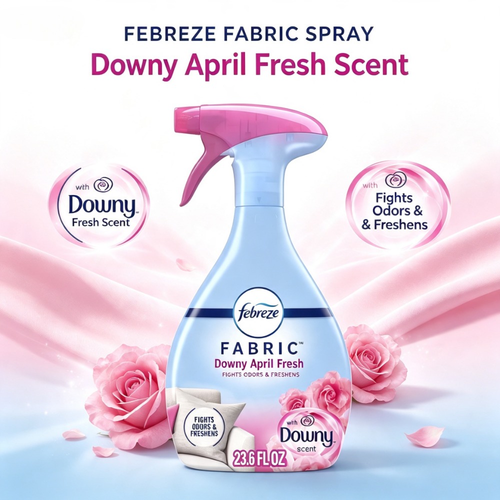 Home Fragrance Linen - フェブリーズ ダウニー エイプリルフレッシュ ファブリックリフレッシャースプレー、消臭効果のあるファブリックエアフレッシュナー、家具、リネン、家庭用フレッシュフレグランススプレー、23.6 fl oz