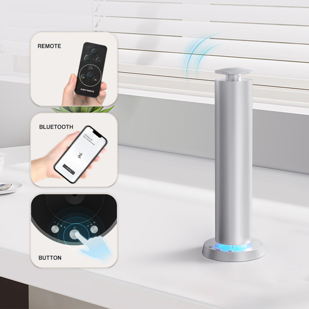Home Fragrance Aromatherapy - ホームフレグランス香水Bluetoothアロマディフューザーバッテリー金属素材エアフレーバー120MLエッセンシャルオイル容量カラムマシン