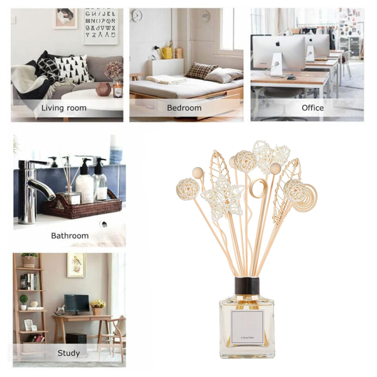 5/15 個ロング波状籐リードディフューザースティックフレグ - Home Fragrance Reed Diffuser Refill のレビューと価格