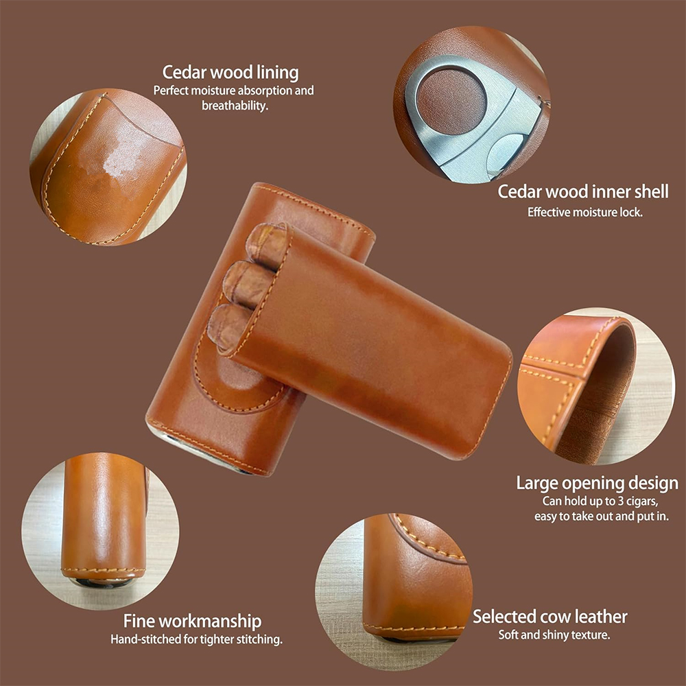葉巻ケース トラベルヒュミドールキット レザーシガーケース  - Home Fragrance Maple Walnut のレビューと価格
