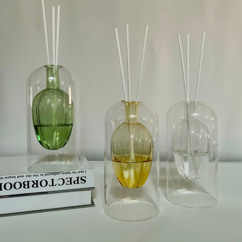 北欧風U字型二重壁ガラスディフューザーボトル、空のリードフレ - Home Fragrance Bottle のレビューと価格