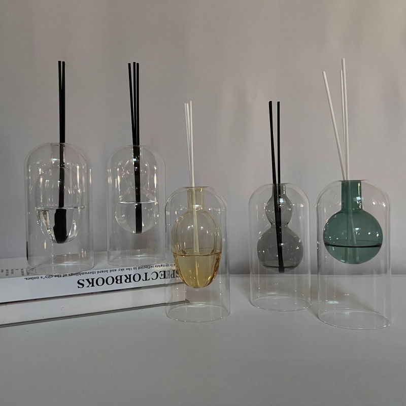 北欧風U字型二重壁ガラスディフューザーボトル、空のリードフレ - Home Fragrance Bottle のレビューと価格