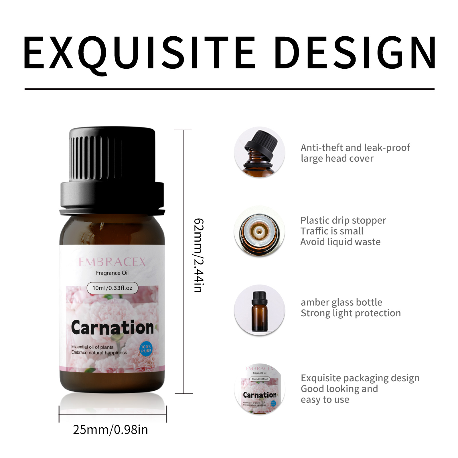 10ml カーネーション エッセンシャル オイル フローラル - Home Fragrance Gift のレビューと価格