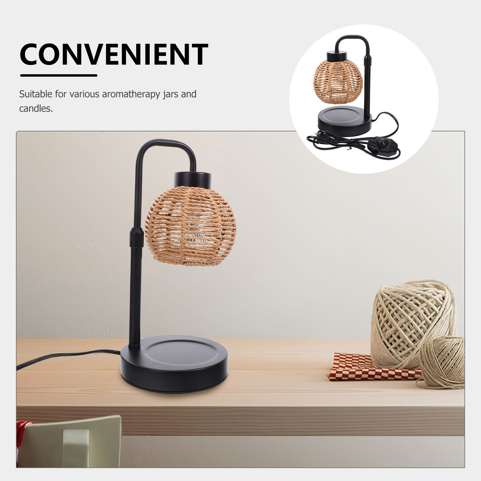 リネンシェード付き電気ワックスメルトウォーマーランプ、明るさ - Home Fragrance Linen のレビューと価格