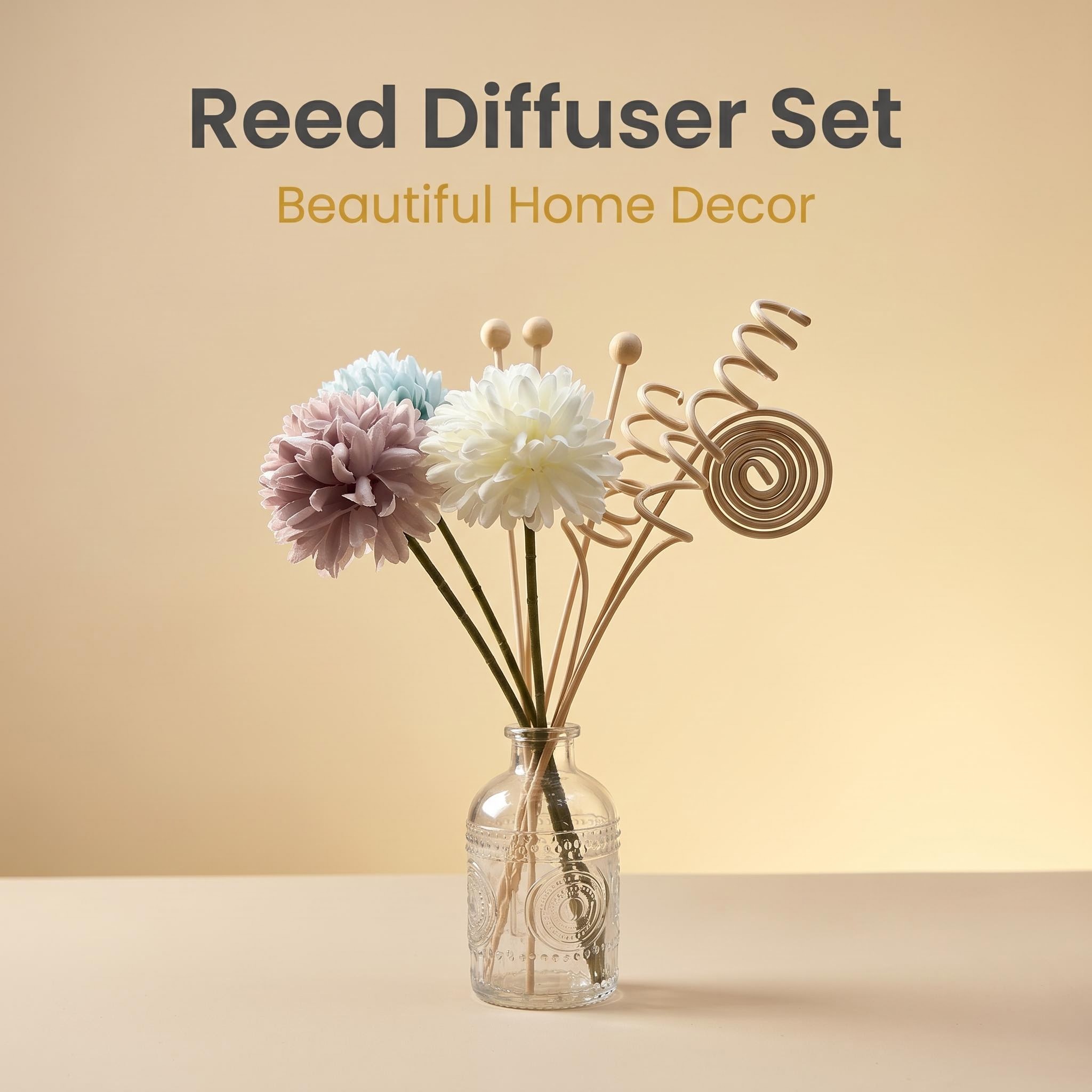 DIYディフューザースティックセット、造花リードディフューザ - Home Fragrance Aroma Set のレビューと価格