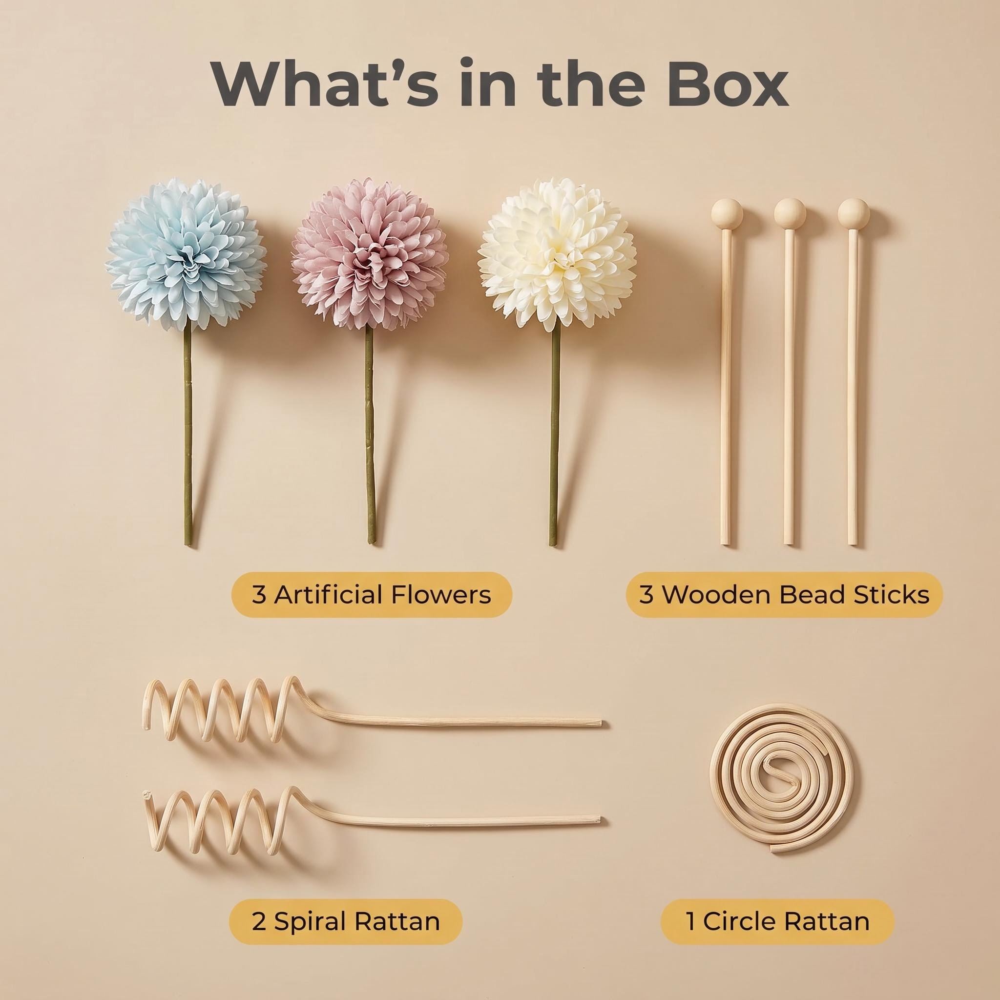 DIYディフューザースティックセット、造花リードディフューザ - Home Fragrance Aroma Set のレビューと価格