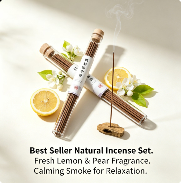 天然香のお香セット、人気のレモンと洋梨の香り、純粋な香りで家 - Home Fragrance Aroma Set のレビューと価格