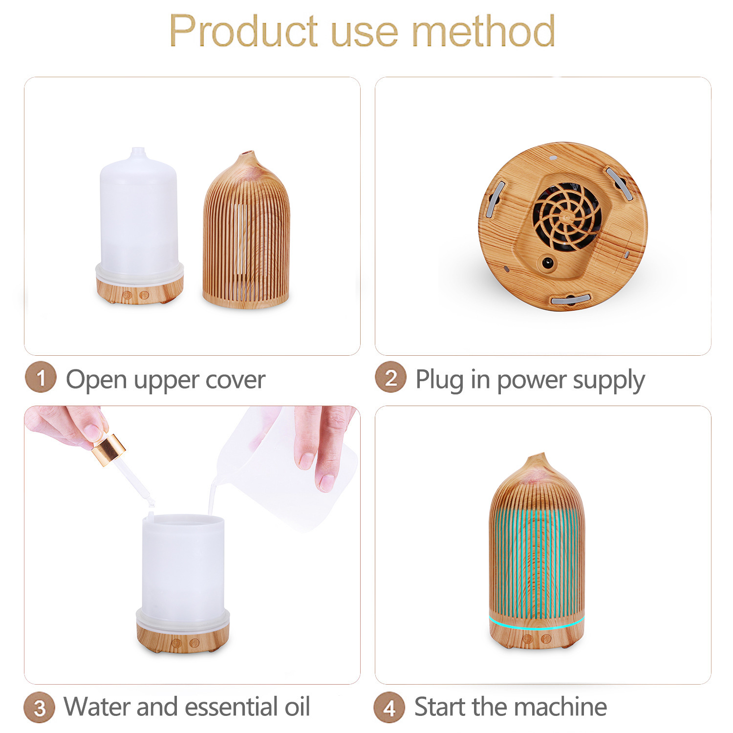 アロマセラピーディフューザー、5V カラフルなライト付き 2 - Home Fragrance Piano のレビューと価格