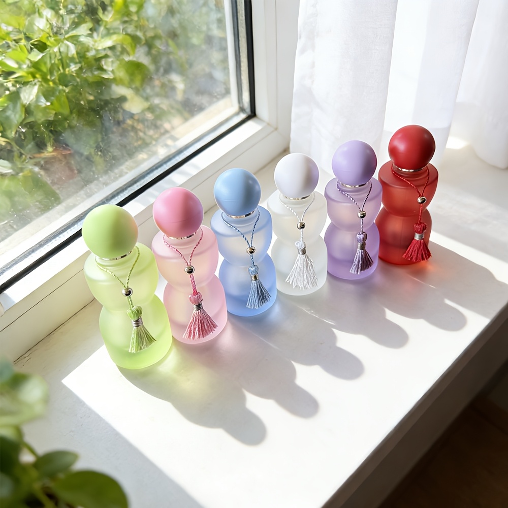 30mlガラス香水瓶、カラフルな球形の蓋とタッセル付き、大容 - Home Fragrance Bottle のレビューと価格